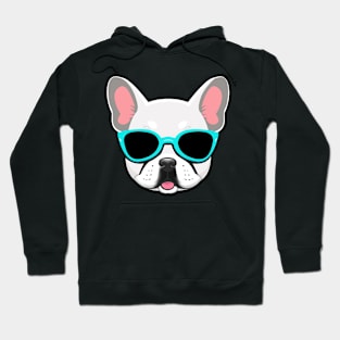 White French Bulldog in Blue Shades Frenchie Hoodie